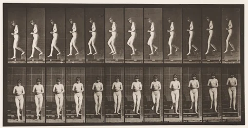 Descending Stairs, Hands Clasped