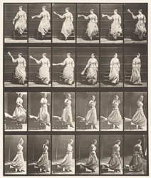 Plate 140. Descending Stairs Looking Around and Waving Fan