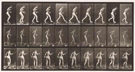 Plate 176. Crossing Brook on Stepstones with Fishing-Pole and Basket