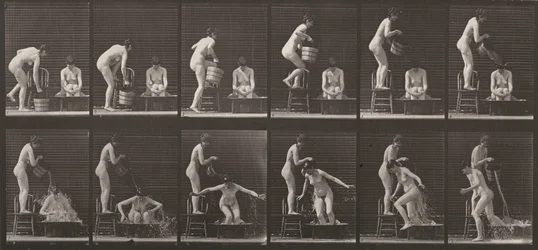 Plate Number 406. Woman pouring a bucket of water over another woman