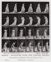 The Human Figure in Motion: Woman, adjusting train and turning around