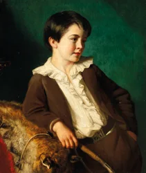 Portrait of Master John Lethbridge of Tregeare Manor, Launceston, Devon, Three-Quarter-Length, in a Brown Suit Holding a Whip, Leaning on an Animal Pelt