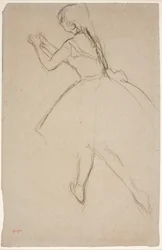 Dancer in Walking Position with Arms Stretched Forward
