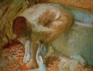 Woman Drying Her Feet After the Bath