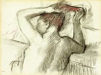 Naked Woman Styling Her Hair