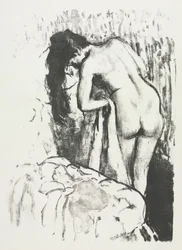 Nude Woman Standing, Drying Herself