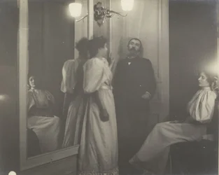 Portrait with Mirror of Henry Lerolle and His Two Daughters, Yvonne and Christine