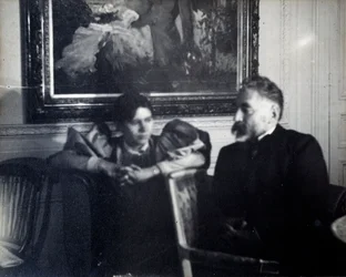 Portrait of the writer Stephane Mallarme and Paule Gobillard, niece by Berthe Morisot (Photography by Edgar Degas)