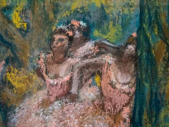Three Dancers in Salmon Skirts (detail)