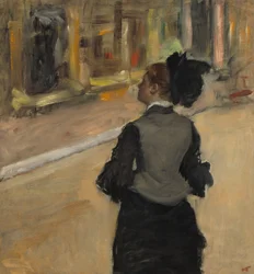 Woman Viewed from Behind Visit to a Museum