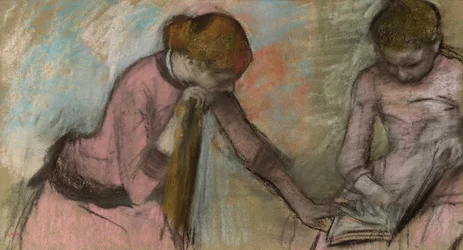 Young Girls Looking at an Album