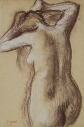 Young Naked Woman Combing Her Hair