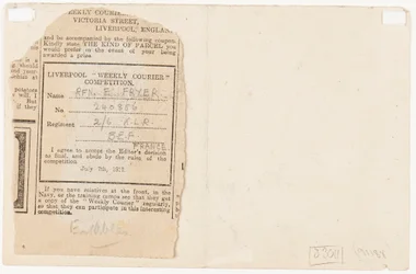 Submission to a Newspaper Competition Editor, 1917