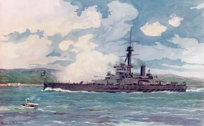 The Brazilian Super-Dreadnought "Minas Geraes" Nearing Rio
