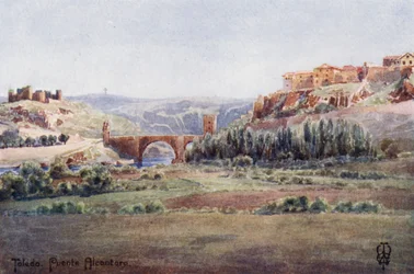 Northern Spain: Toledo, Bridge of Alcantara, from the Illescas Road