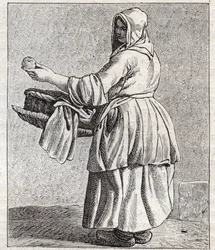 The Baked Apple Merchant - Small Trade of Paris (Studies Taken from the Lower People, or the Cries of Paris) - engraving by Edme Bouchardon