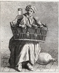 Le marchand de cognac - Pepetit metier de Paris (Études prises dans le bas Peuple, ou les Cris de Paris) - engraving by Edme Bouchardon (1698-1762)