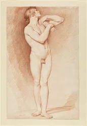 Standing Male Nude with Raised Arms