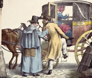 Where are we going?...Always straight ahead, caricature from the Moeurs Parisiennes series, engraved by Langlume
