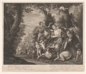 Europa and Jupiter in a landscape with trees