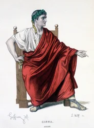 The Character of Augustus in the Tragedy Cinna (or the Clemency of Augustus) - Complete Theatre: (Compendium of Plays of Corneille) Drawing by Geffroy, Engraving by L. Wolff - Ed. Laplace, Sanchez et Cie, Paris 1884