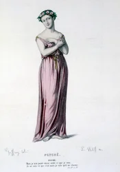 The character of Psyche in the tragi comedie and ballet Psyche, Moliere et Corneille (Collection of plays of Corneille) drawing by Geffroy, engraving by L. Wolff - ed. Laplace, Sanchez et Cie, Paris 1884