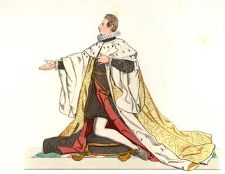 Cosme II de Medicis, Grand Duke of Tuscany - Lithography based on an illustration by Edmond Lechevallier-Chevignard, from Historical Costumes of the 16th