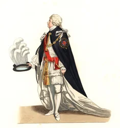 George Frederic Auguste, Prince of Wales, England 18th century - Lithography based on an illustration by Edmond Lechevallier-Chevignard, from Historical Costumes