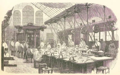 Silversmiths at Work at the Christophle Flatware Factory in Paris