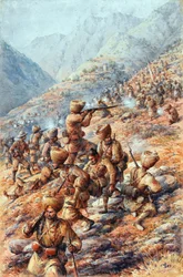 35th (Sikh) Regiment of Bengal Infantry, Malakand Field Force, repelling an attack by tribesmen