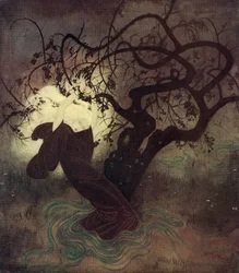 In Her Frantic Struggles, the Hood of Her Cloak Fell Back from Her Dazzling Golden Hair, and Immediately the Whole Place Was Flooded with Light, Illustration from the English Fairytale The Buried Moon, from Edmund Dulac