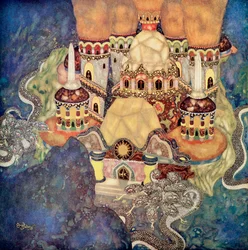 The Palace of the Dragon King, illustration from the Serbian fairytale The Story of Bashtchelik, from Edmund Dulac