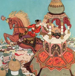 The Chestnut Horse Seemed to Linger in the Air at the Top of Its Leap While That Kiss Endured, Illustration from the Russian Fairytale Ivan and the Chestnut Horse, from Edmund Dulac