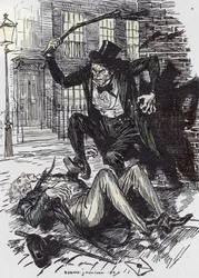 Mr Hyde murders Sir Danvers Carew, illustration by Edmund Joseph Sullivan (1869-1933) for the novel The Strange Case of Dr Jekyll and Mr Hyde by Robert Louis Stevenson (1850-1894), 1927
