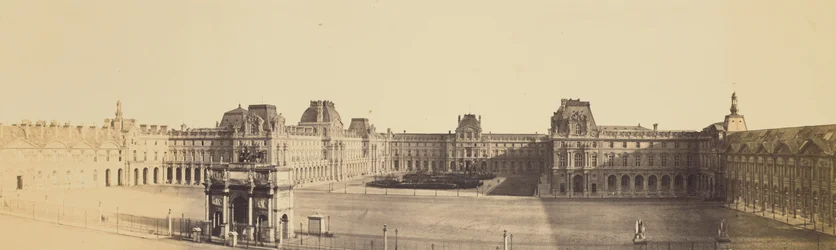 Panoramic View of the Nouveau Louvre, Cour Napoléon, and Carrousel, Taken from the Tuileries
