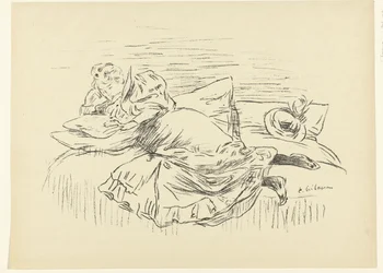 Woman Reading Lying on Bed