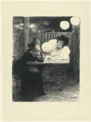 Two Women Drinking Absinthe at a Table in a Café (Les Femmes à l