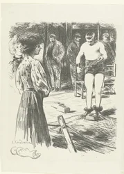 Two Women and Men Watching Wrestlers