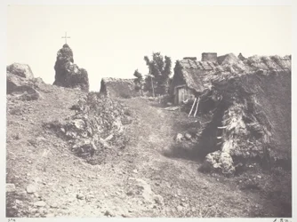 Cottages in Auvergne, with a Calvary