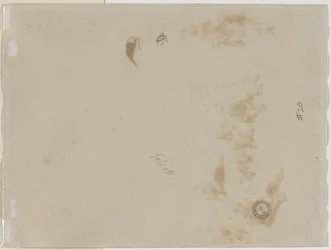 Sketch of a Man with Upraised Arm and Sketch of a Helmet (verso)