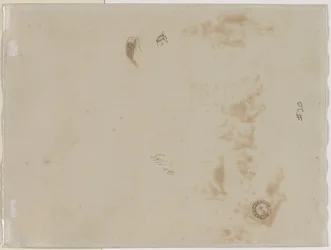 Sketch of a Man with Upraised Arm and Sketch of a Helmet, 1878