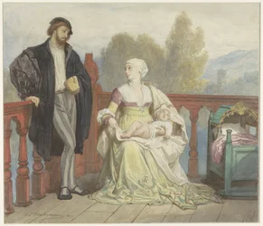 Francesca di Rimini and Paolo di Polenta with Child on a Balcony