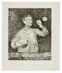 Boy Blowing Soap Bubbles