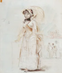 Woman Walking with Open Umbrella, 1880