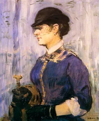 Young Woman with a Blue Top and Small Black Hat (1877)