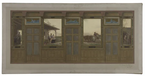 Sketch for the Town Hall of the 20th Arrondissement: Domestic Care, Education, Work, Education, in 1884