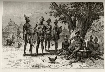 In Lera, types of Mandes. Engraving by Riou, to illustrate the story From Niger to the Gulf of Guinee by Captain Louis Gustave Binger