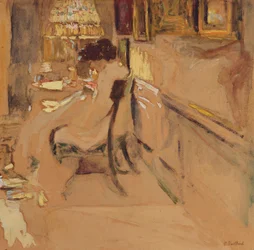 Madam Hessel Sewing under the Lamp