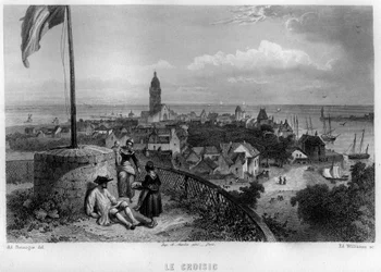 View of the city of Croisic, Loire-Atlantique, Pays de la Loire, France (engraving)