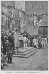 Ferdinand I, King of the Two Sicilies, Swears the Constitution (engraving)